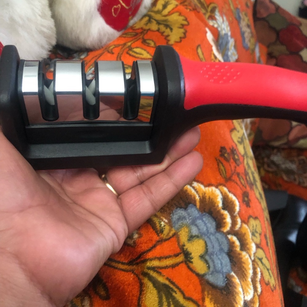 Red and Black 3-Stage Knife Sharpener